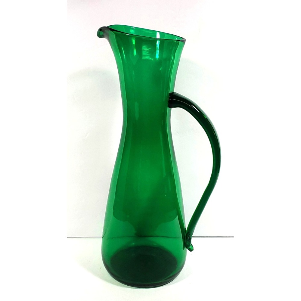 Vintage Indiana Handcraft Glass Pitcher Spring Green 12 1/2" MCM